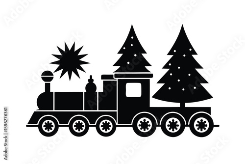 Christmas Train Carrying Christmas Trees