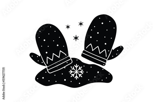 Cute Winter Mittens in the Snow