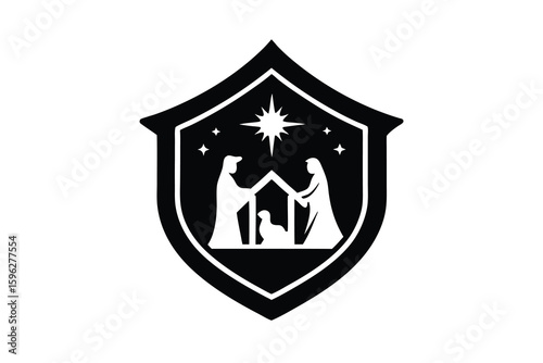 Nativity Scene in a Shield Design