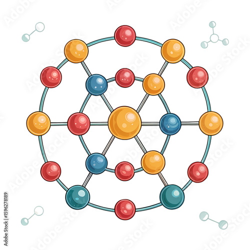 Molecular Structure Illustration A Colorful Representation of Atomic Bonds