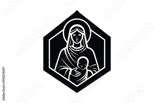 Virgin Mary and Child Jesus Religious Icon