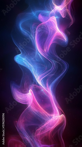 Abstract Swirling Light Forms Against Dark Background