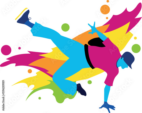 Urban Style Artwork Of Youth Breakdancing