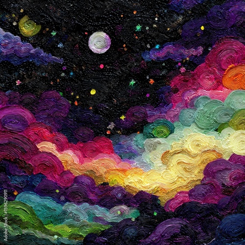 Colorful Pixelated Space Landscape