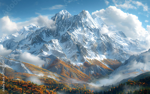 mountain landscape with snow