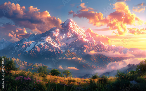 sunset in the mountains