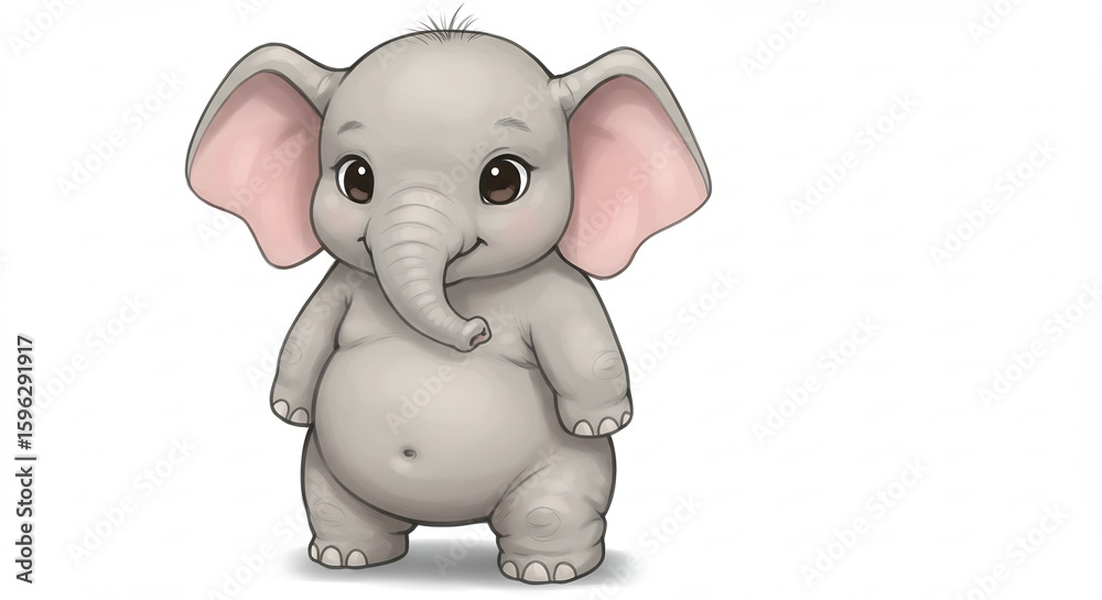 Obraz premium 愛らしい象の子 優しい光に包まれて穏やかに立つ. AI Generated