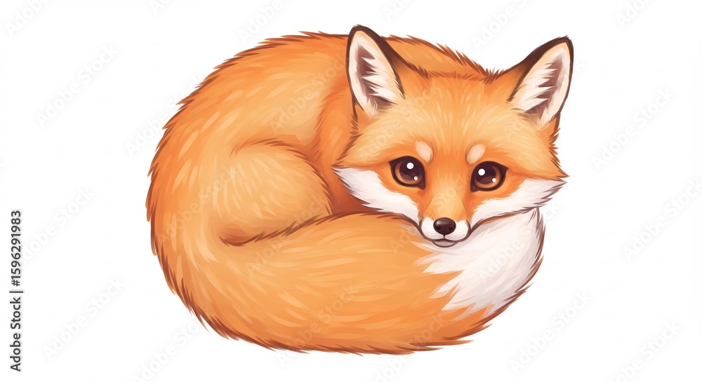 Obraz premium 愛らしい狐 丸く可愛い 柔らかな毛並み 優しい光 (Aisirasii kitsune maruku kawaii yawarakana kenami yasashii hikari) This translates roughly to: 