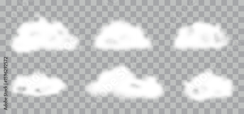 White clouds in sky on transparent background