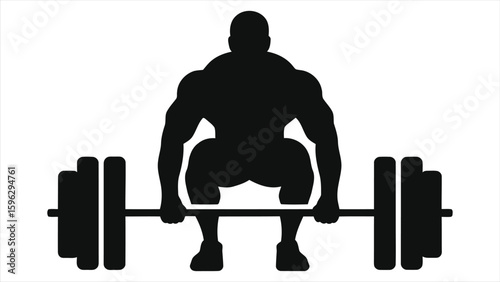 Powerful Weightlifter Silhouette - Deadlift Vector Art for Gym & Fitness Training