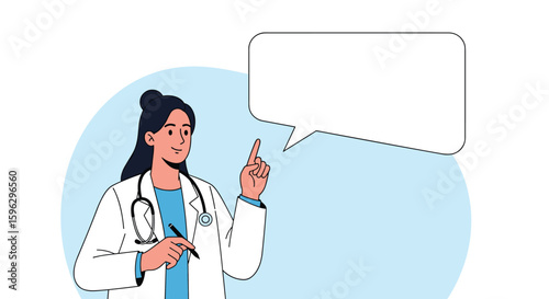 Doctor explaining something important with a thought bubble ready for text content or dialogue