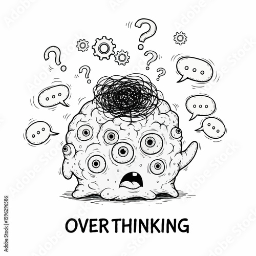A visual representation of the concept of overthinking mind