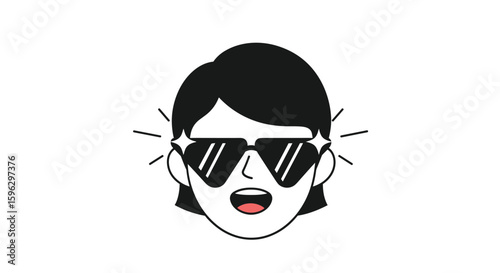 Cool person wearing stylish sunglasses expressing excitement and happiness showing a vibrant personality