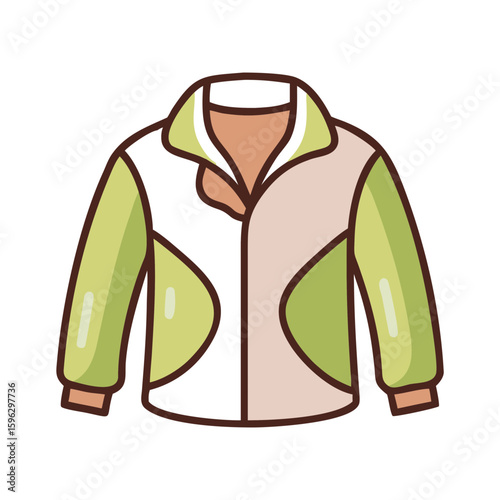 Colorful casual jacket in green and beige colors with modern design  