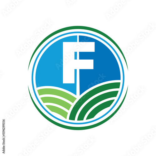 F Letter With Agriculture Firm Logo