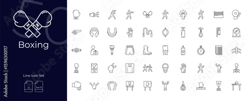 Boxing Line Editable Icons set. Vector illustration in modern thin line style of Boxing icons: fighting, ring, punch, etc