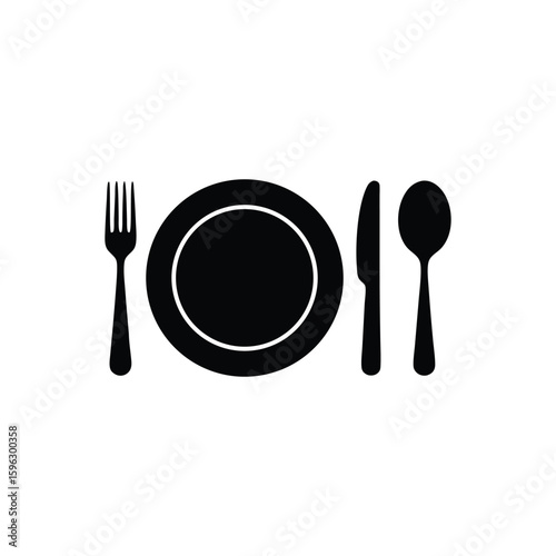 Cutlery and Plate Icons, Cutlery and Plate vector.