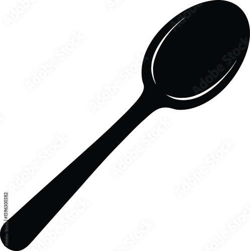 Minimalist Spoon Silhouette Vector – Cooking and Kitchen Tool.