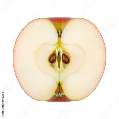Red Apple Slice Fresh Crisp Fruit Cross Section with Seeds Isolated Transparent PNG Image