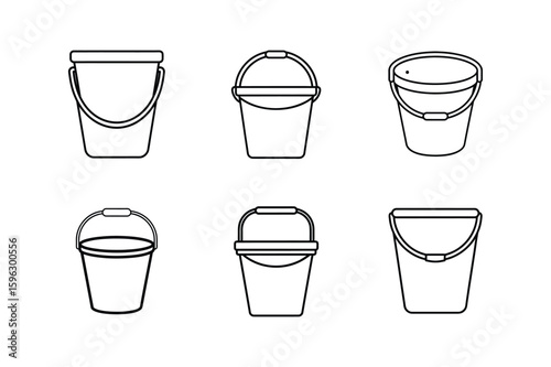 plaster bucket icon line art vector illustration