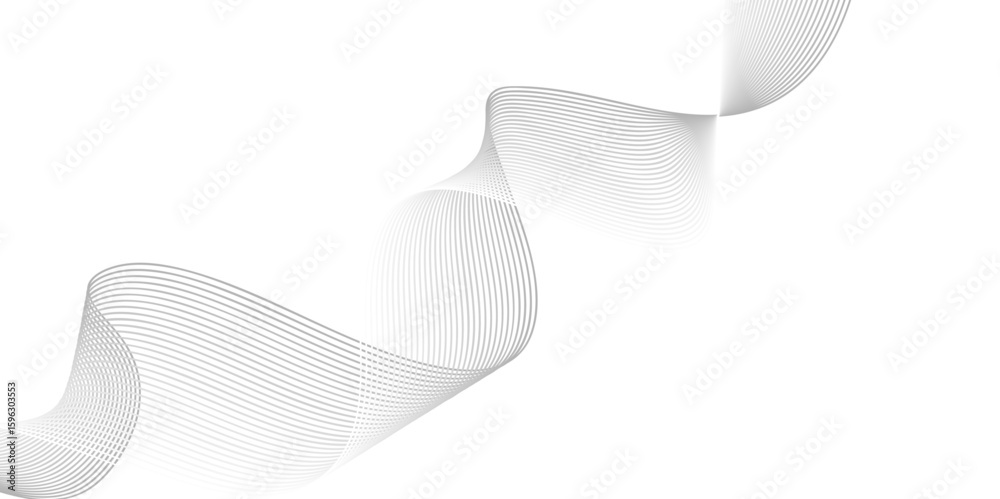 Fototapeta premium Futuristic Grey Wave Line Background with Transparent Layer – Abstract Vector Flow for Digital Technology, Infographics, and UI Templates