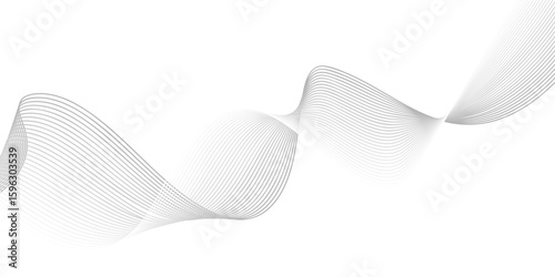 Futuristic Grey Wave Line Background with Transparent Layer – Abstract Vector Flow for Digital Technology, Infographics, and UI Templates