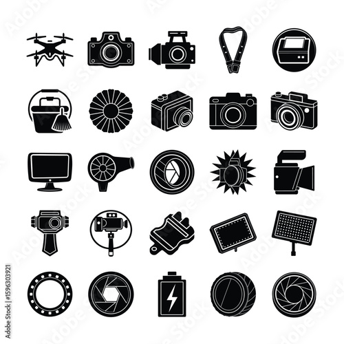 Collection of Photography and Videography Equipment Icons