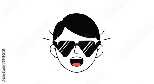 Excited person wearing sunglasses expressing joy and happiness with open mouth and radiant aura