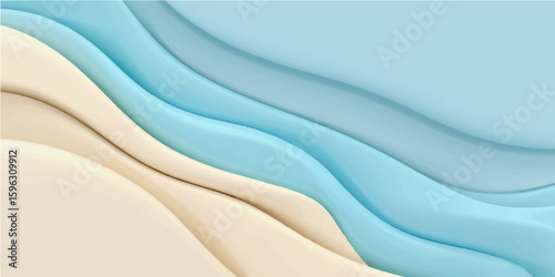 Abstract blue silk wave background with smooth flowing fabric texture and soft satin design