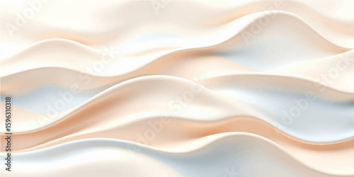 Abstract silk wavy fabric background with smooth flowing curves and shiny gold satin texture vector design wallpaper