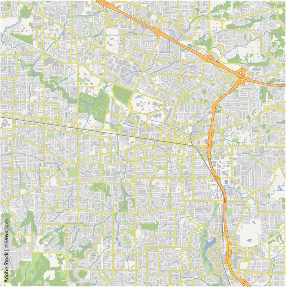 Fototapeta premium Map of Beaverton in Oregon in a normal road map style. Contains layered vector with roads water, parks, etc.
