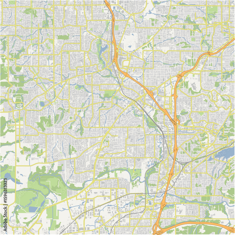 Fototapeta premium Map of Tigard in Oregon in a normal road map style. Contains layered vector with roads water, parks, etc.