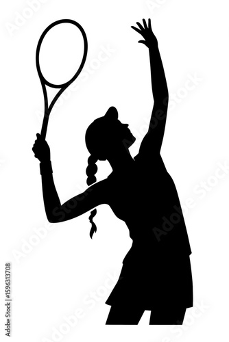 Tennis Player Serving Silhouette Illustration