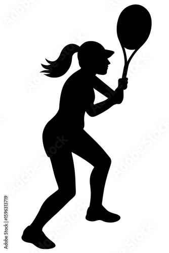 Tennis Player Silhouette in Action Pose