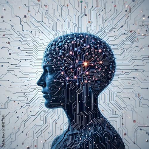 digital brain on circuit pattern, representing artificial intelligence new technology that uses data to work in place of humans helps increase speed and efficiency in work