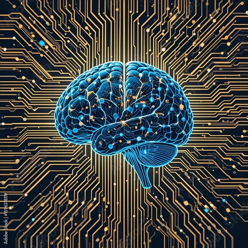 digital brain on circuit pattern, representing artificial intelligence new technology that uses data to work in place of humans helps increase speed and efficiency in work