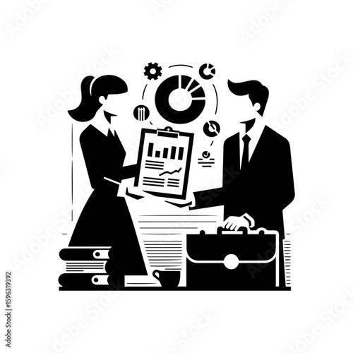  Colleague handing over a report document