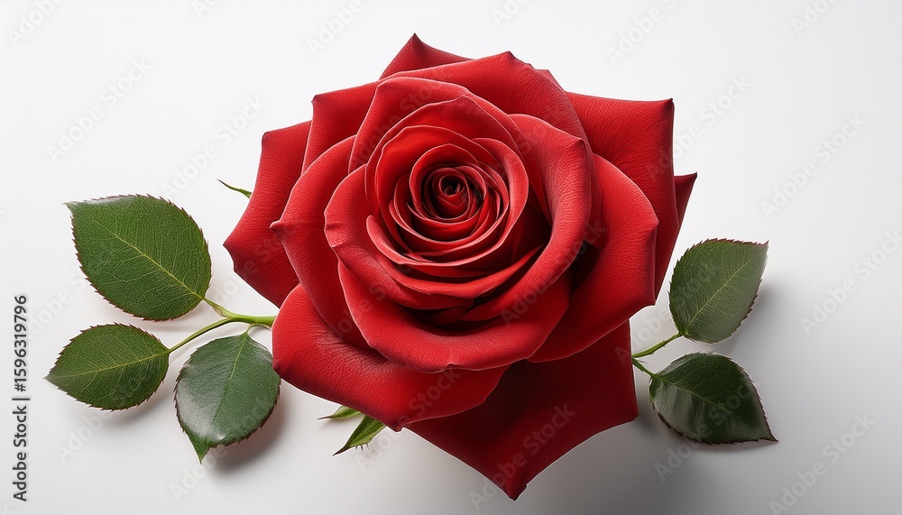 Naklejka premium single red rose isolated on white background