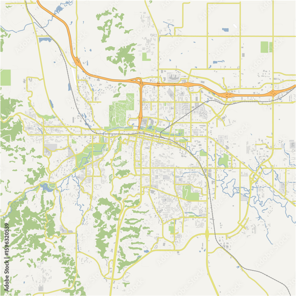Fototapeta premium Map of Rapid City in South Dakota in a normal road map style. Contains layered vector with roads water, parks, etc.