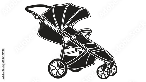 baby carriage isolated on white vector silhouette 