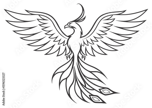 Line art of Fenix bird vector silhouette 