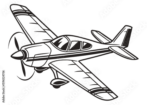 Vintage airplane line art silhouette vector