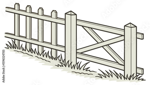 wrought iron fence line art silhouette vector