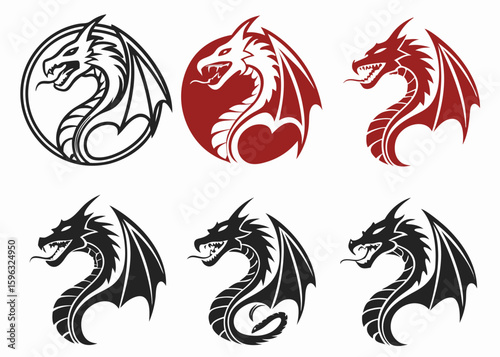 dragon tattoo designs line art silhouette illustration vector