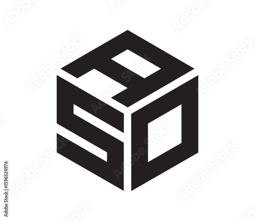 ASO hexagon cubic alphabet letter vector geometric font Logo for design. Initial three letters template logo. Vector Illustration