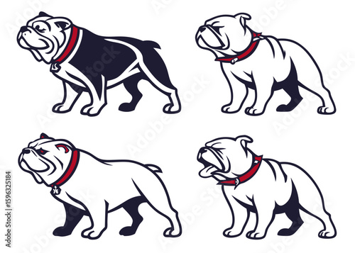 english bulldog puppy line art silhouette illustration vector