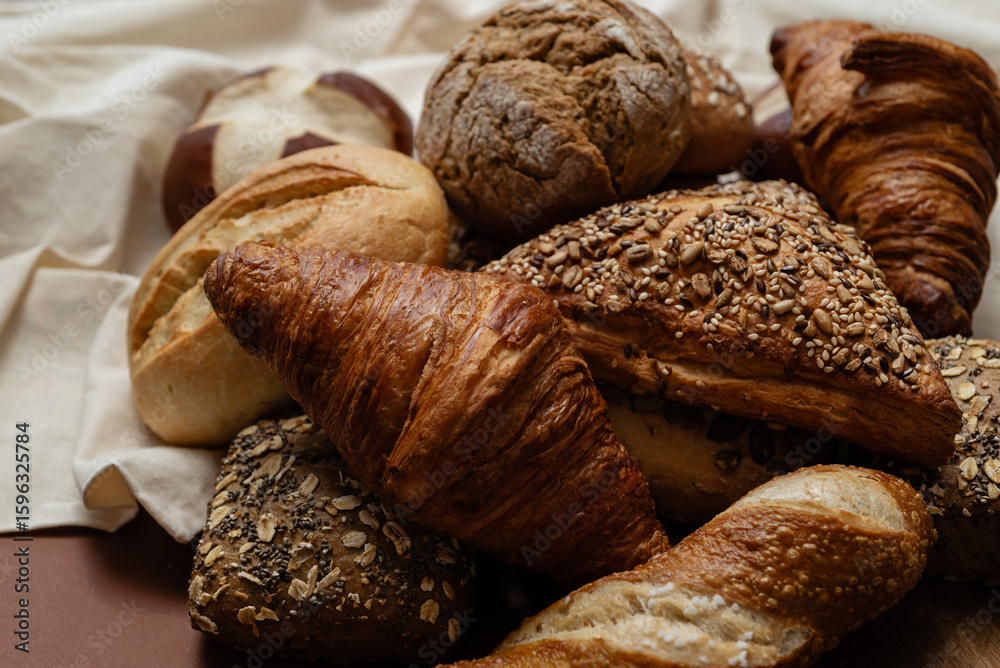 Fototapeta premium Various types of crusty German buns