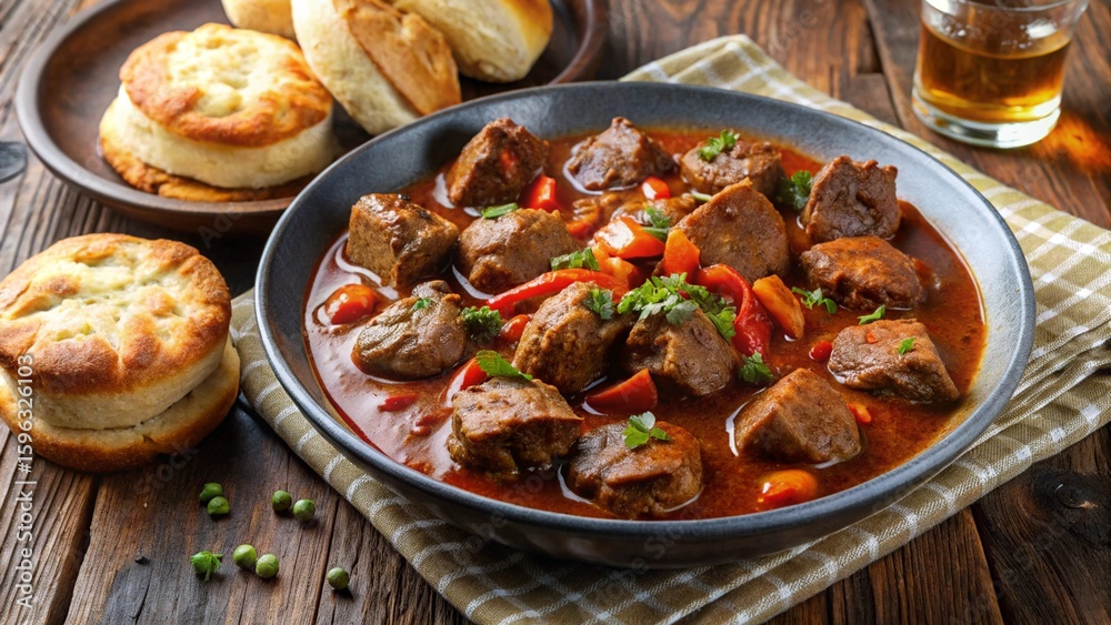 Czech Guláš
Beef goulash with caraway and paprika, served with bread dumplings. Czech Guláš
Beef goulash with caraway and paprika, served with bread dumplings.