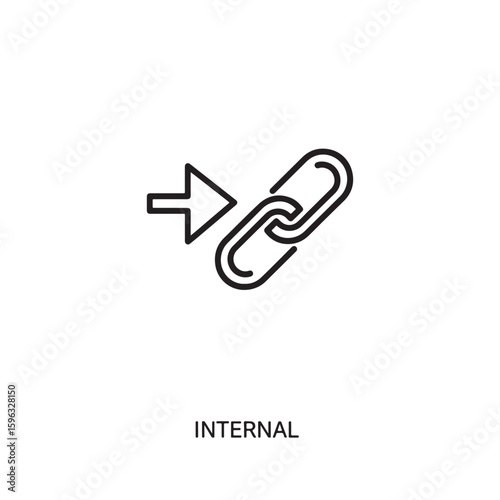 Vector art of an arrow points to a chain link, signifying an internal connection