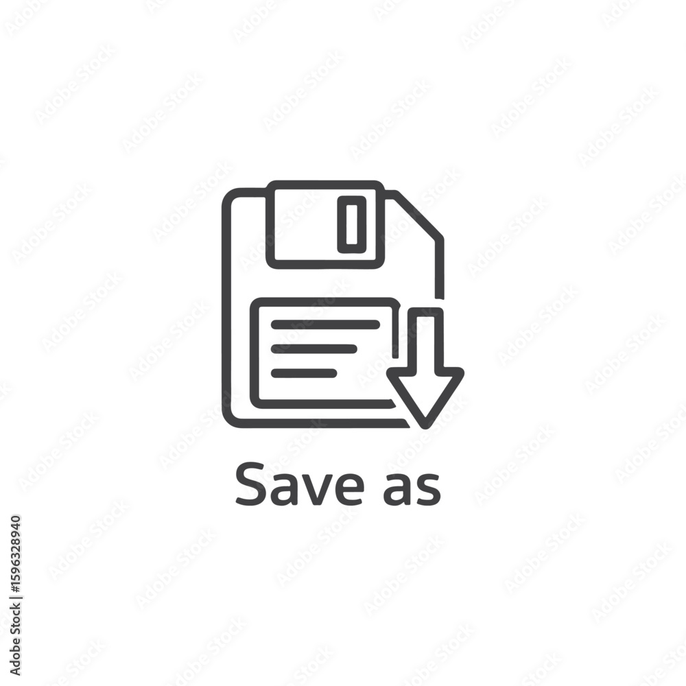 Vector art of save as icon with download arrow Vector art of save as icon with download arrow